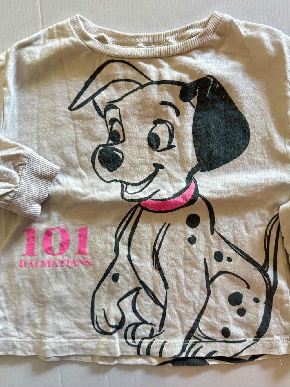 Zara Pink Collar Dog Graphic Long Sleeve T-Shirt